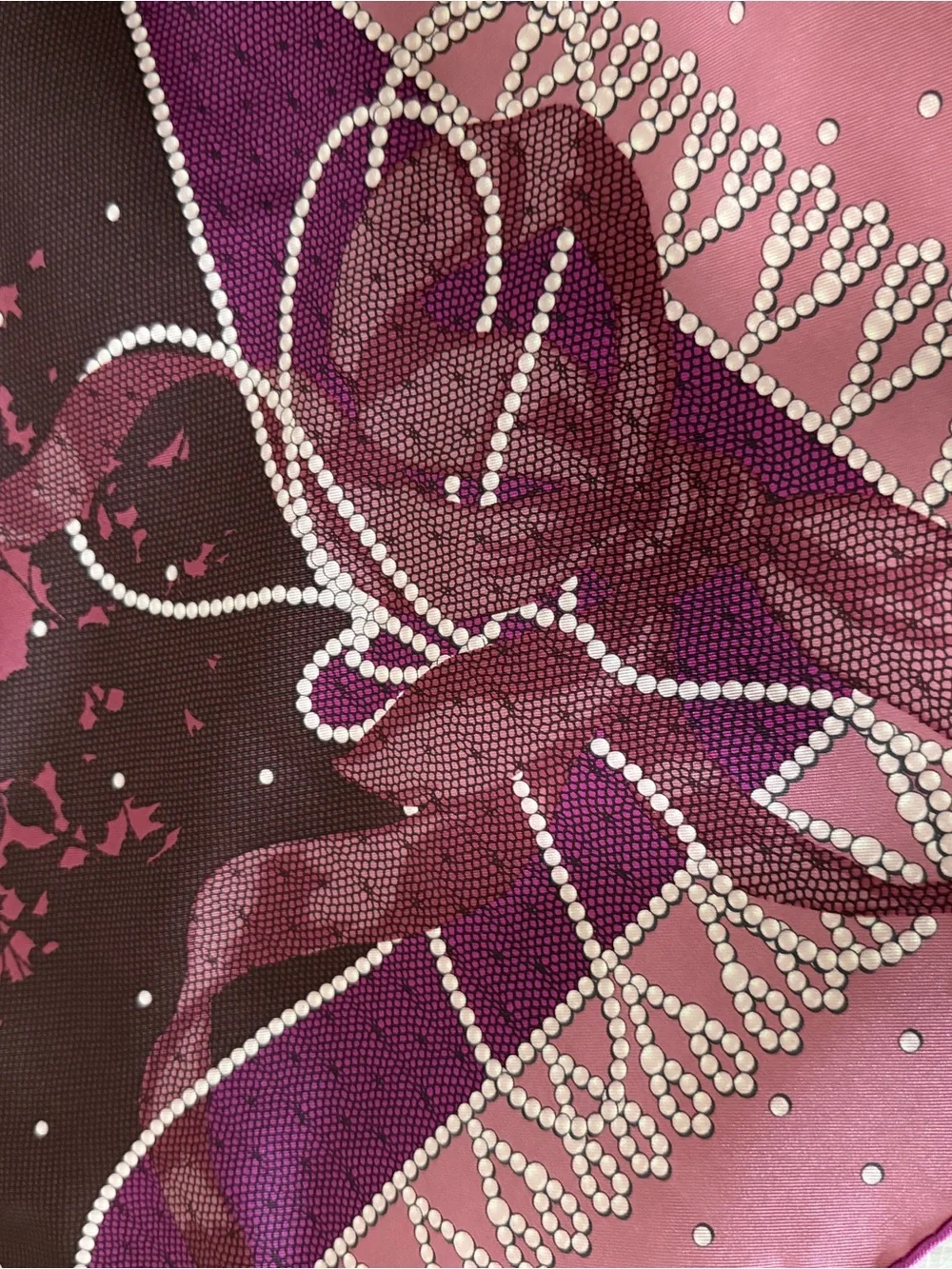 Nina Ricci Pink and Plum Floral Border Silk Square Scarf.